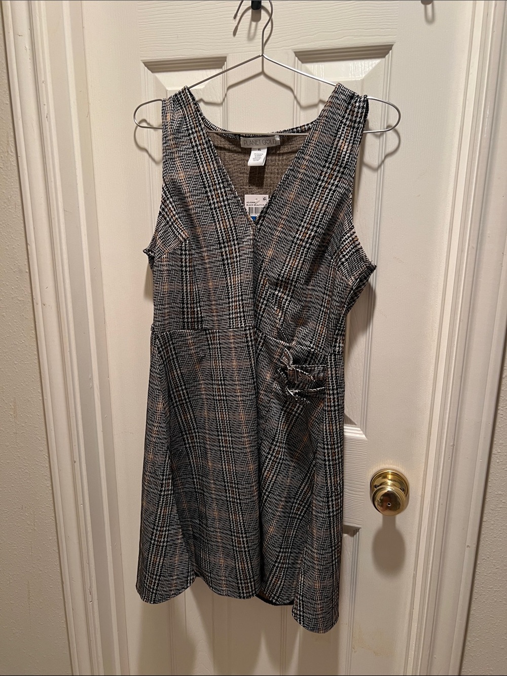Planet Gold Knit Dress in Brown and Black Trim